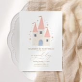 Pink Princess Castle Girl Birthday Party Kaart