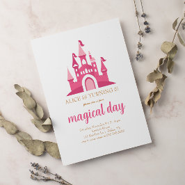 Pink Princess Castle Girl Birthday Party Kaart