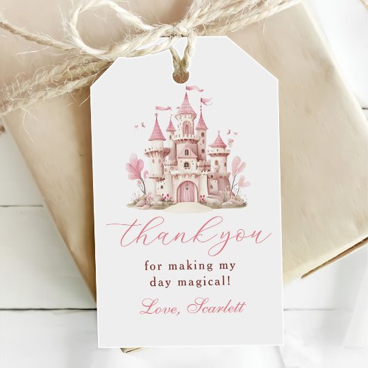 Pink Princess Castle Girl's Birthday Party Cadeaulabel