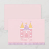 Pink Princess Castle Girls Birthday Party Notitiekaartje (Voorkant / Achterkant)