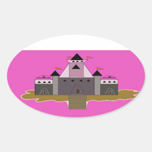 Pink Princess Castle Ovale Sticker