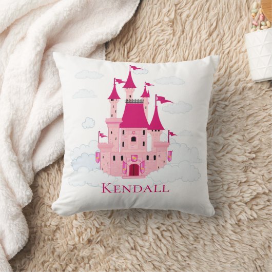 Pink Princess Castle Personalized Girly Kussen (Deken)