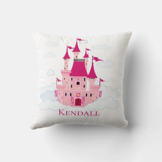 Pink Princess Castle Personalized Girly Kussen (Achterkant)