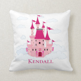 Pink Princess Castle Personalized Girly Kussen