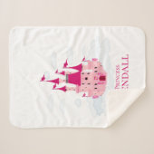 Pink Princess Castle Personalized Girly Sherpa Deken (Voorkant (horizontaal))