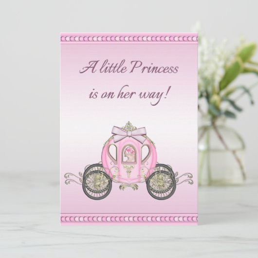 Pink Princess Coach Girls Baby shower Kaart (Staand voorkant)