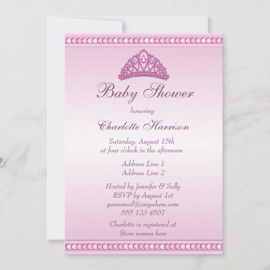 Pink Princess Coach Girls Baby shower Kaart (Achterkant)