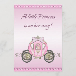 Pink Princess Coach Girls Baby shower Kaart
