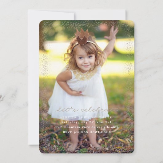 Pink Princess Confetti Birthday Uitnodiging (Voorkant)