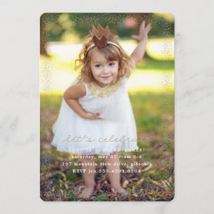 Pink Princess Confetti Birthday Uitnodiging