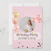 Pink Princess Confetti Birthday Uitnodiging (Voorkant)