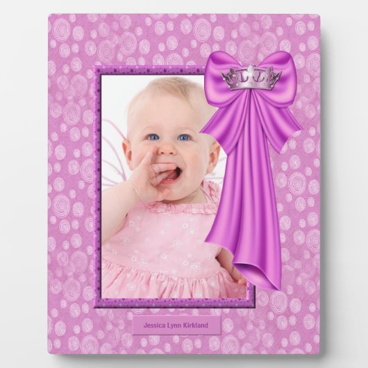 Pink Princess Crown Baby Foto Lijst Plaque Fotoplaat (Voorkant)
