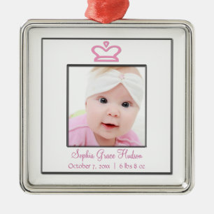Pink Princess Crown Baby Girl Foto Ornament