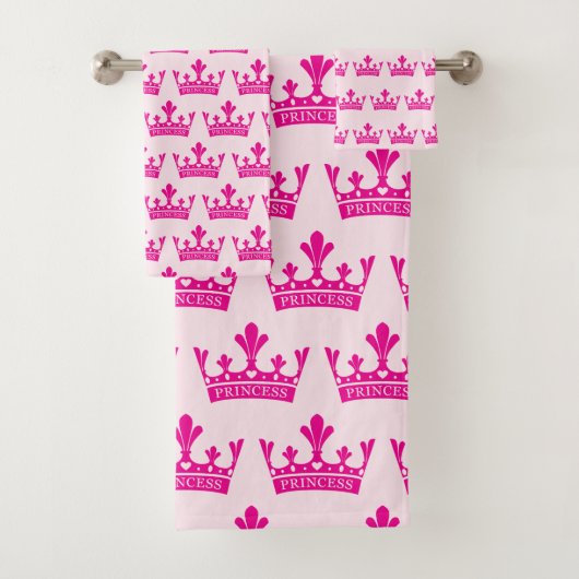 Pink Princess Crown Bad Handdoek (Insitu)