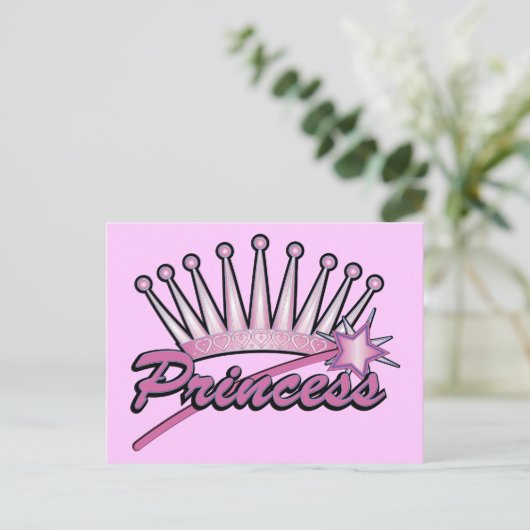Pink Princess Crown Briefkaart (Staand voorkant)