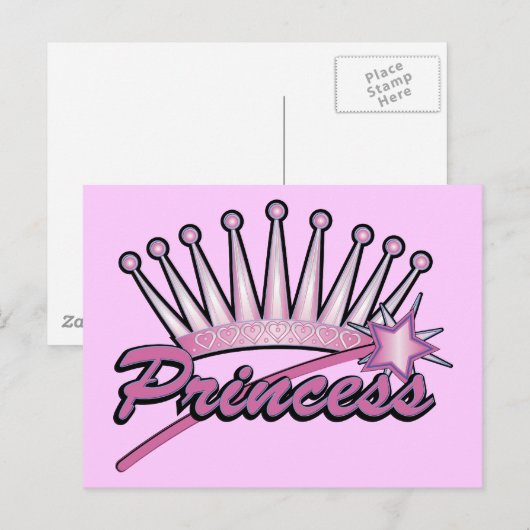 Pink Princess Crown Briefkaart (Voorkant / Achterkant)