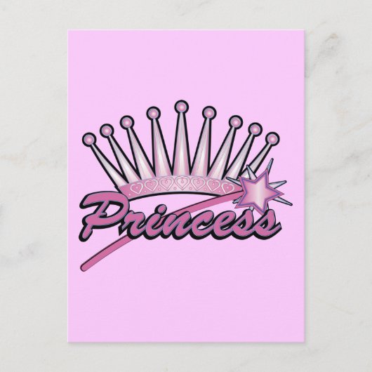 Pink Princess Crown Briefkaart (Voorkant)