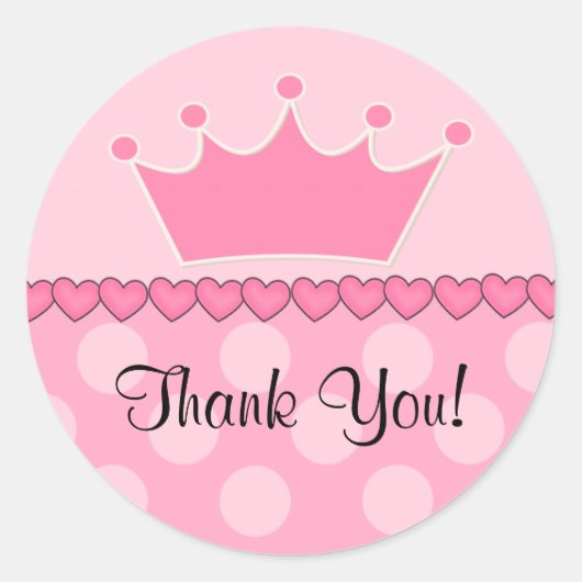 Pink Princess Crown Dank u Sticker (Voorkant)