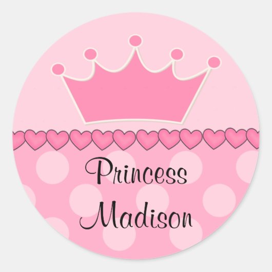 Pink Princess Crown Happy Birthday Sticker (Voorkant)