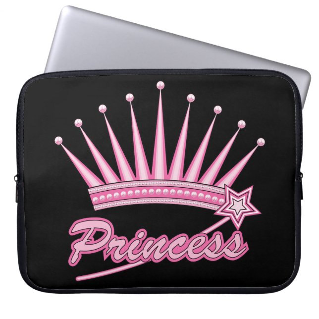 Pink Princess Crown Laptop Sleeve (Voorkant)