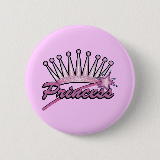 Pink Princess Crown Ronde Button 5,7 Cm (Voorkant)