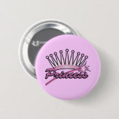 Pink Princess Crown Ronde Button 5,7 Cm (Voorkant /achterkant)