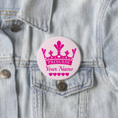 Pink Princess Crown Ronde Button 7,6 Cm (In situ)