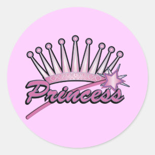 Pink Princess Crown Ronde Sticker