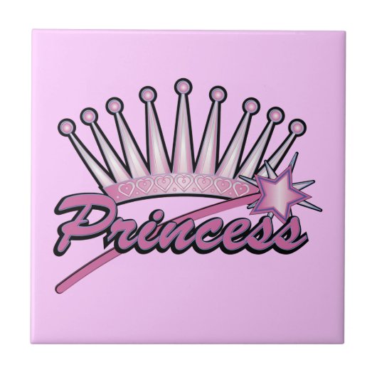 Pink Princess Crown Tegeltje (Voorkant)