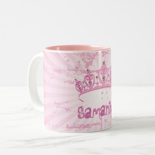 Pink Princess Crown Tiara Coffee Mok Cup (Voorkant links)