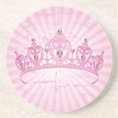 Pink Princess Crown Tiara Jeweled Girly Onderzette Zandsteen Onderzetter (Voorkant)