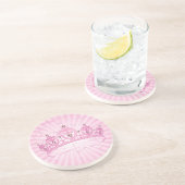 Pink Princess Crown Tiara Jeweled Girly Onderzette Zandsteen Onderzetter (Zijkant)