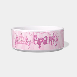 Pink Princess Crown Tiara Jeweled Pet Food Bowl Voerbakje