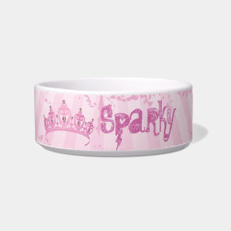 Pink Princess Crown Tiara Jeweled Pet Food Bowl Voerbakje