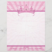 Pink Princess Crown Tiara Letterhead Stationery Custom Briefhoofd (Voorkant)