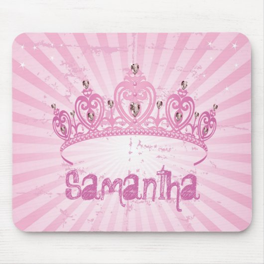Pink Princess Crown Tiara Personalized Mousepad Muismat (Voorkant)