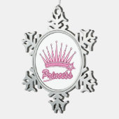 Pink Princess Crown Tin Sneeuwvlok Ornament (Rechts)
