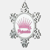 Pink Princess Crown Tin Sneeuwvlok Ornament (Rechts)