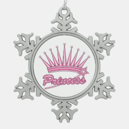Pink Princess Crown Tin Sneeuwvlok Ornament