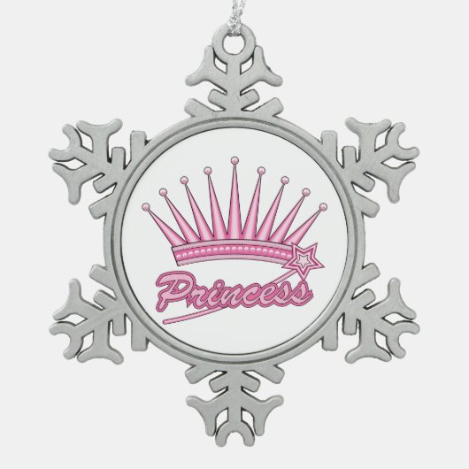 Pink Princess Crown Tin Sneeuwvlok Ornament (Voorkant)