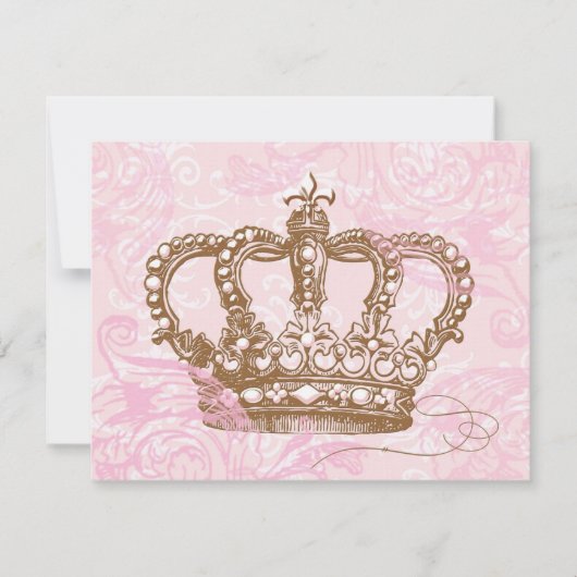 Pink Princess Crown-uitnodigingen Kaart (Voorkant)