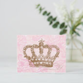 Pink Princess Crown-uitnodigingen Kaart (Staand voorkant)