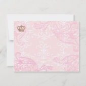 Pink Princess Crown-uitnodigingen Kaart (Achterkant)