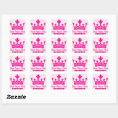 Pink Princess Crown Vierkante Sticker (Vel)