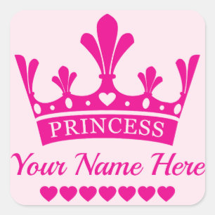 Pink Princess Crown Vierkante Sticker