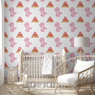 Pink Princess Dinosaur Behang