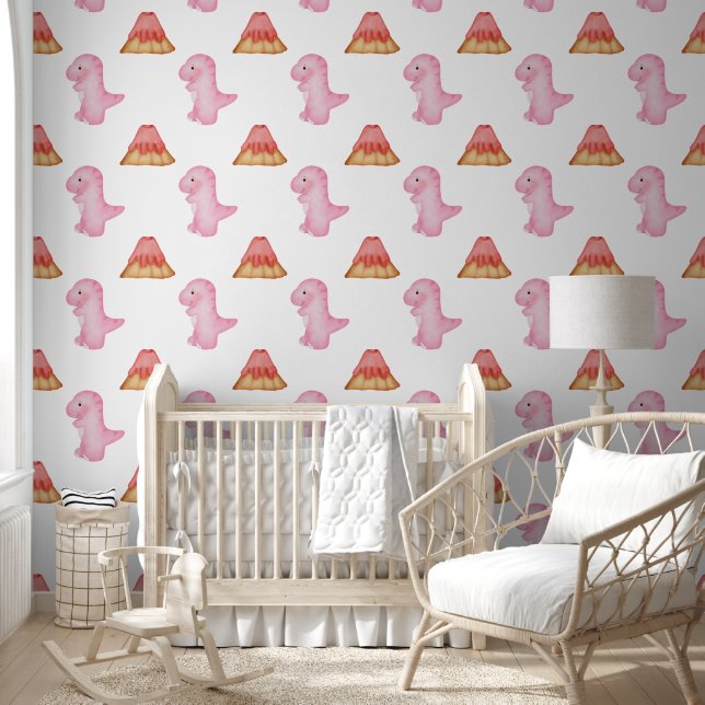Pink Princess Dinosaur Behang (Kinderen)