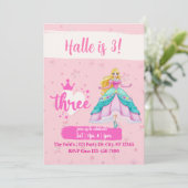 Pink Princess Doll, 3rd Birthday Kaart (Staand voorkant)