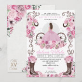 Pink Princess Dress & Boots Quinceañera Kaart (Voorkant / Achterkant)