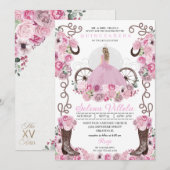 Pink Princess Dress & Boots Quinceañera Kaart (Voorkant / Achterkant)